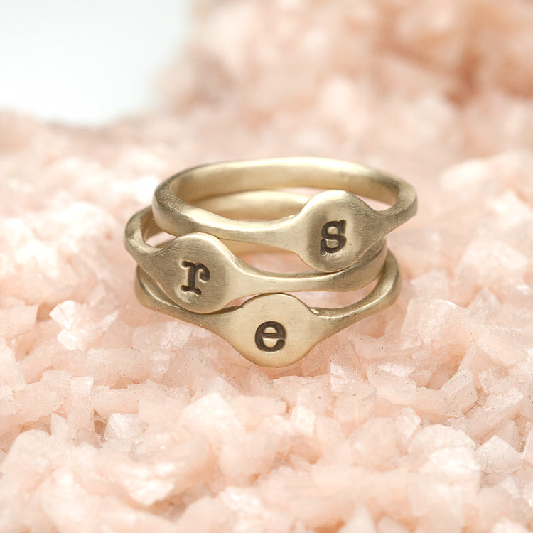 Initial Stacking Ring {14K Solid Gold}