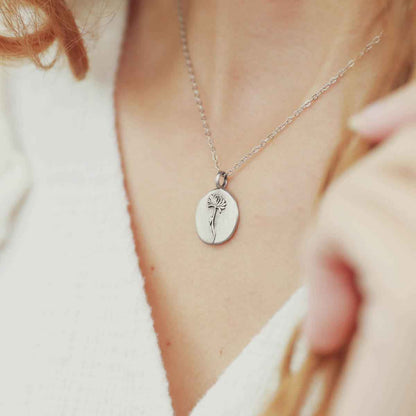pewter November Birth Flower necklace with 18" link chain