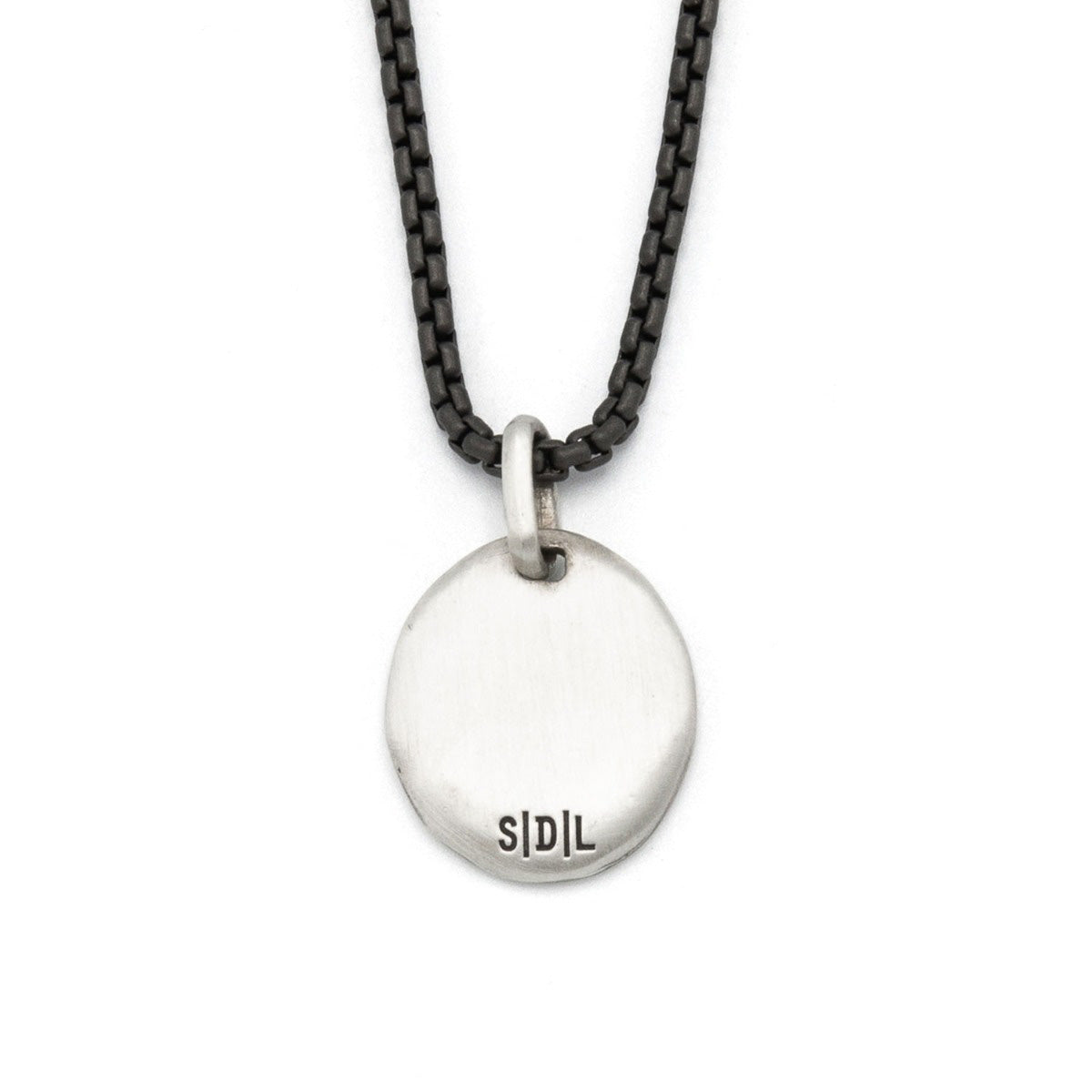 SDL Now + Forever necklace handcrafted in sterling silver customizable with 4 hand-stamped lines