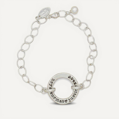 Open Circle Pearl Bracelet (Sterling Silver)