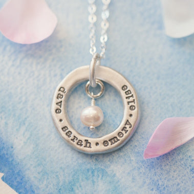 Open Circle Pearl Necklace (Sterling Silver)