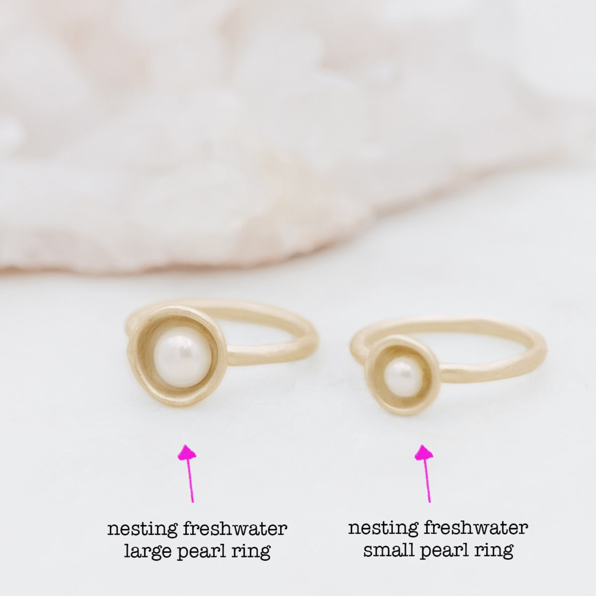 Nesting Freshwater Large Pearl Ring {10K Solid Gold}