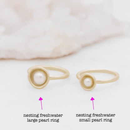Nesting Freshwater Large Pearl Ring {10K Solid Gold}