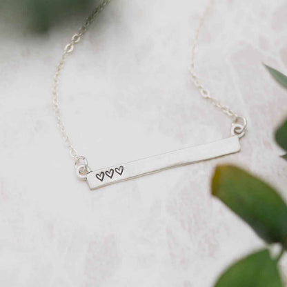 Personalized Cross Bar Necklace (Sterling Silver)