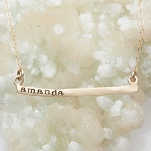 Personalized Cross Bar Necklace {14K Solid Gold}