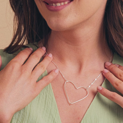 Petite Peaceful Heart Necklace (Sterling Silver)