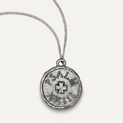 Psalm 23 Coin Necklace (Antiqued Sterling Silver)