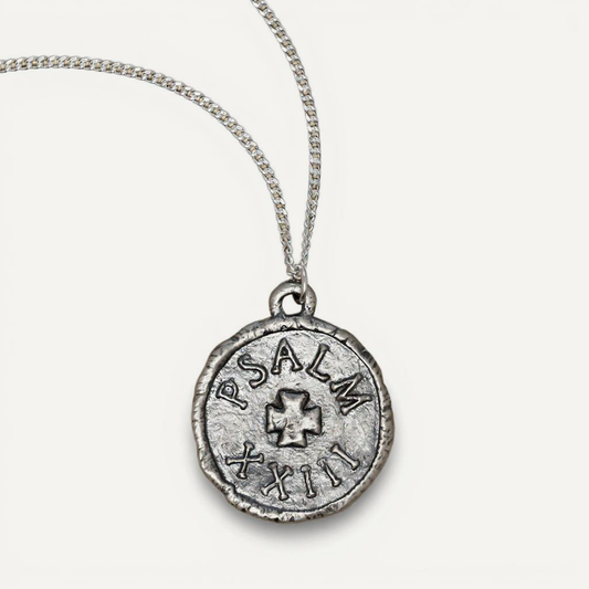 Psalm 23 Coin Necklace (Antiqued Sterling Silver)