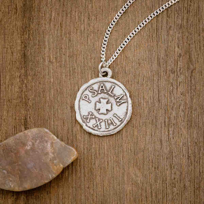 Psalm 23 Coin Necklace (Antiqued Sterling Silver)