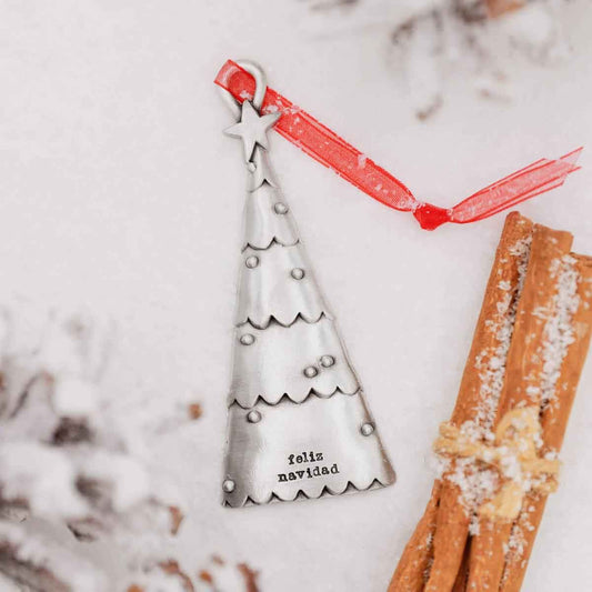 Scalloped Christmas Tree Ornament (Pewter)