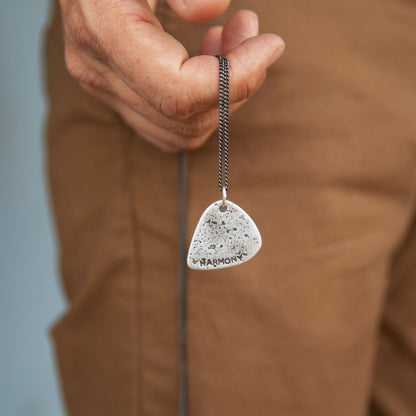 Gritty Music Pick Necklace (Antiqued Sterling Silver)