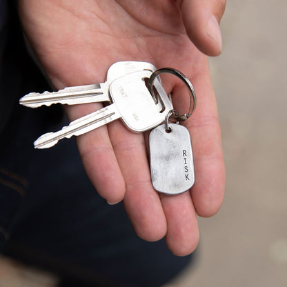 Take Risk Dog Tag Key Ring (Pewter)