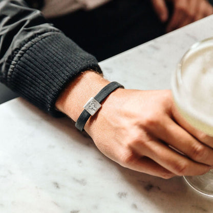Equitable Leather Cross Bracelet (Black)