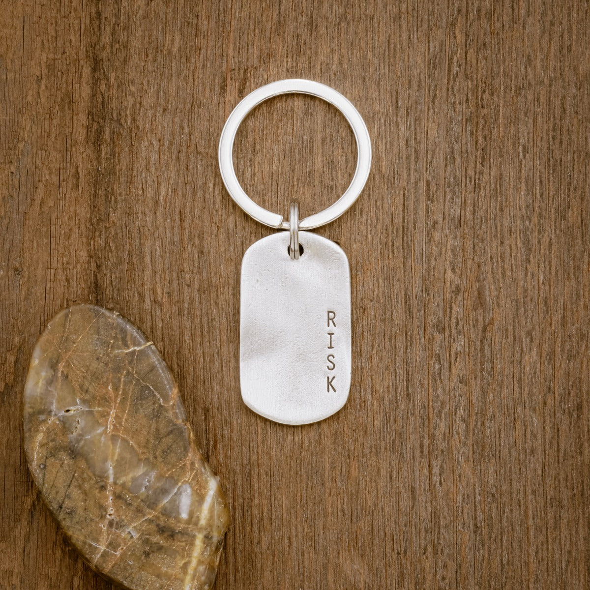 Take Risk Dog Tag Key Ring (Pewter)