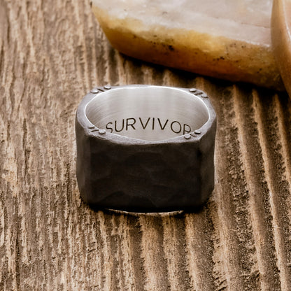 Strong + True Wide Ring (Black Sterling)