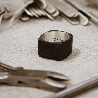 Strong + True Wide Ring (Black Sterling)