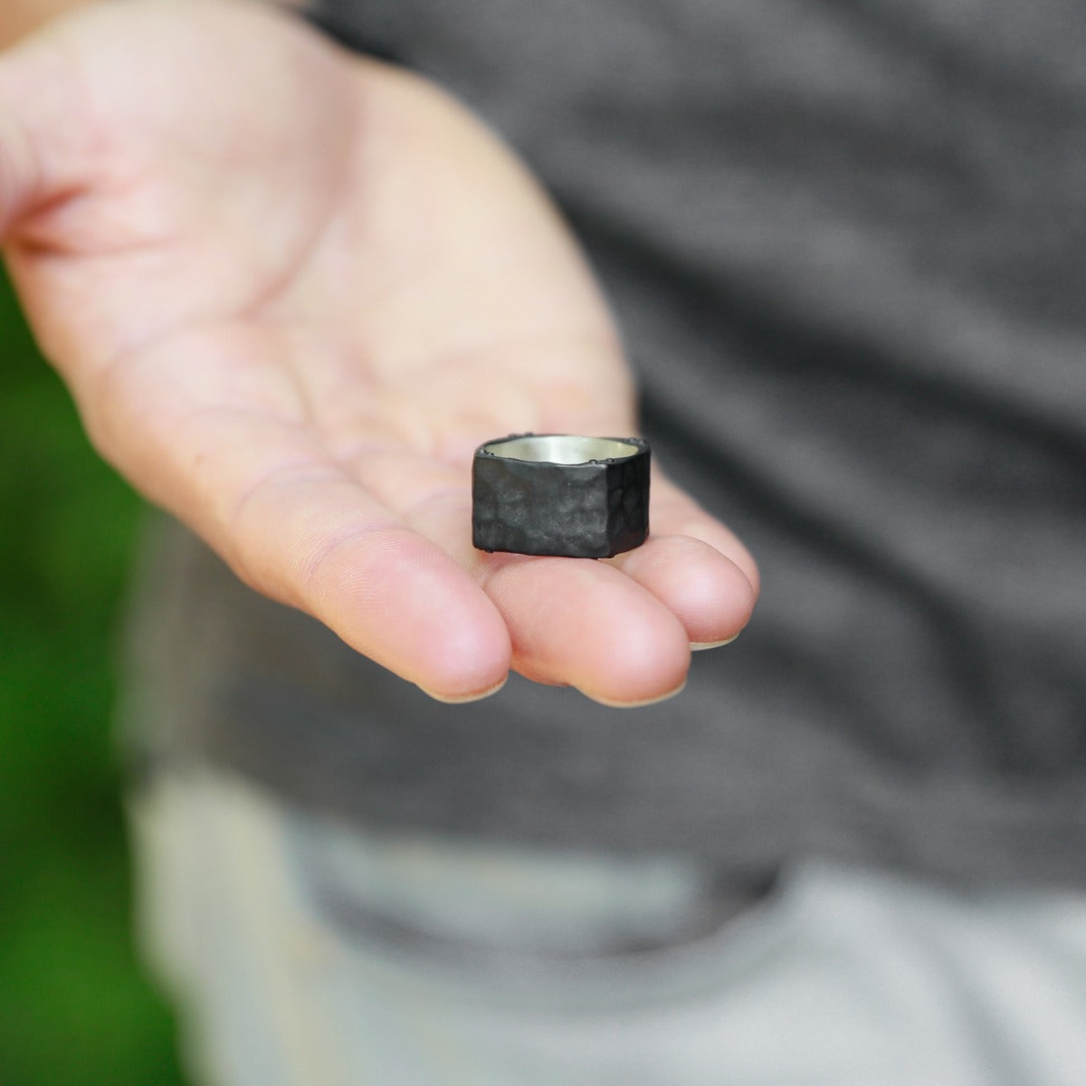 Strong + True Wide Ring (Black Sterling)