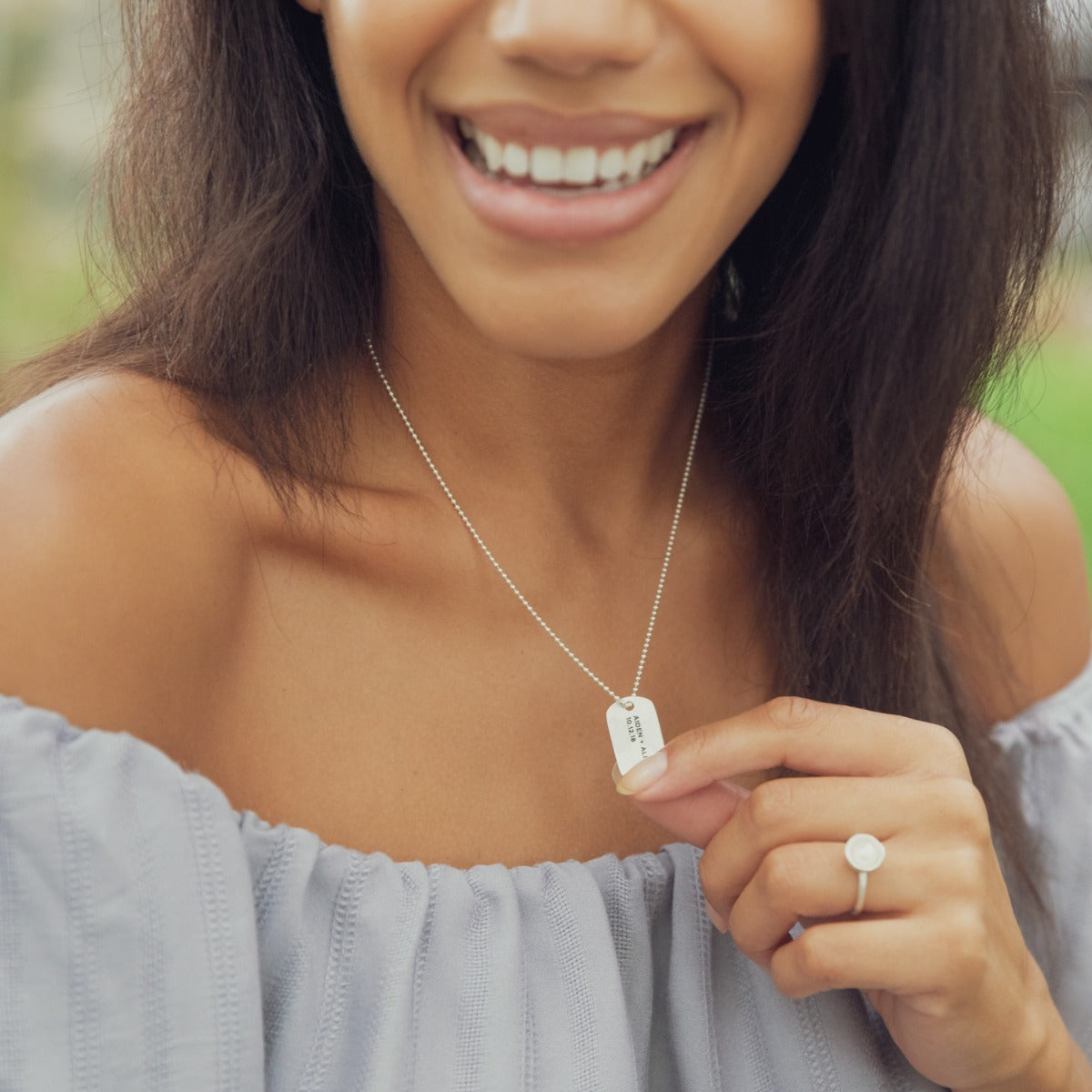 Lasting Bond Dog Tag Necklace Small [Sterling Silver]