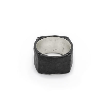 Strong + True Wide Ring (Black Sterling)