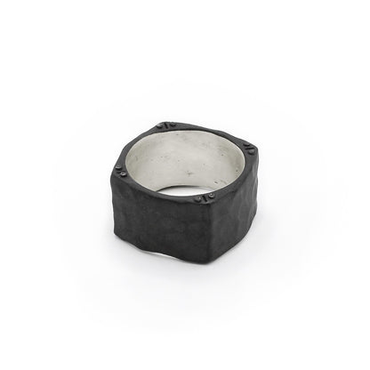 Strong + True Wide Ring (Black Sterling)