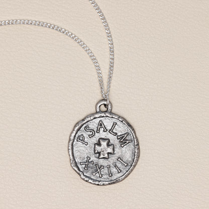 Psalm 23 Coin Necklace (Antiqued Sterling Silver)