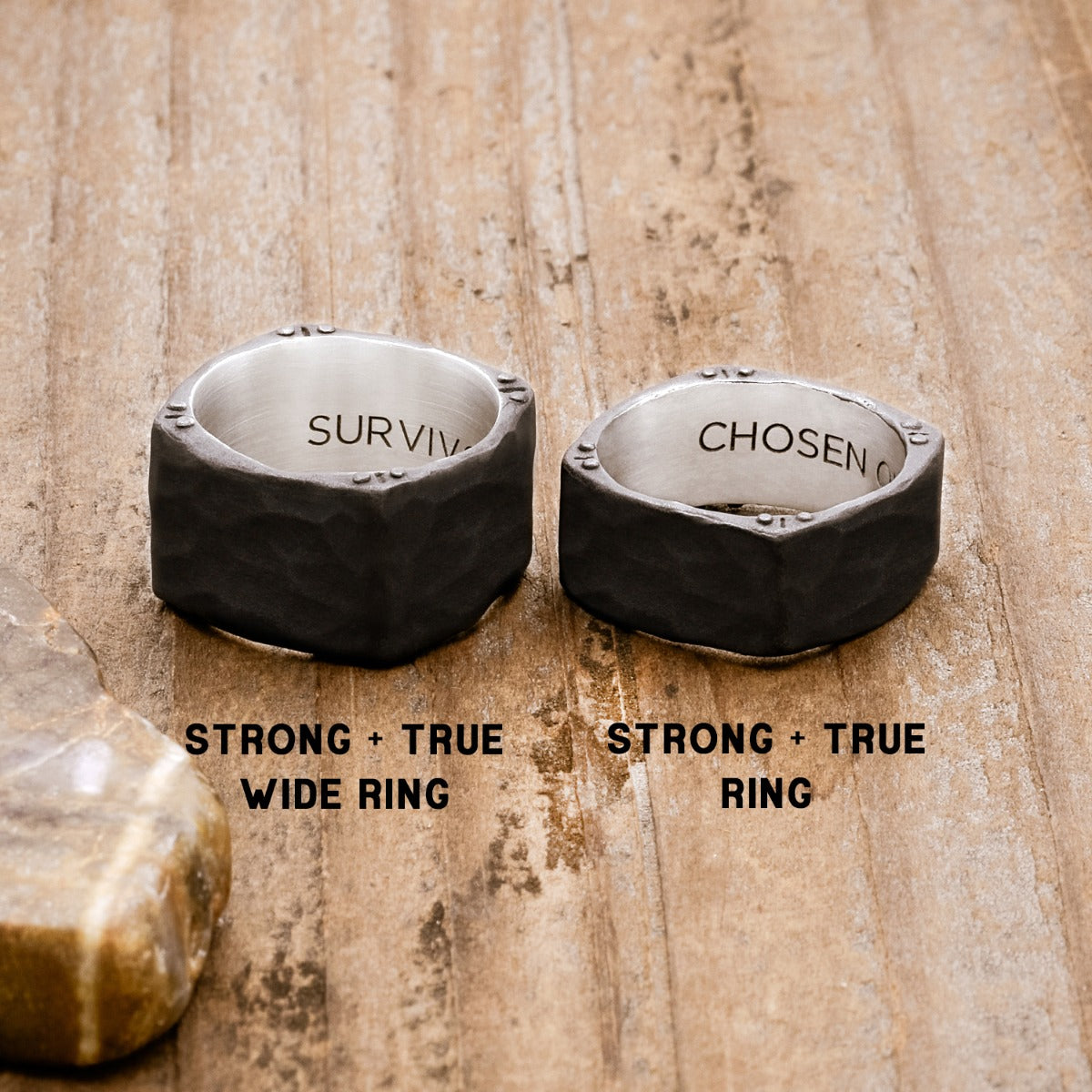 Strong + True Wide Ring (Black Sterling)