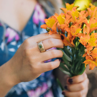 Sunburst Birthstone Ring (9K Solid Gold)