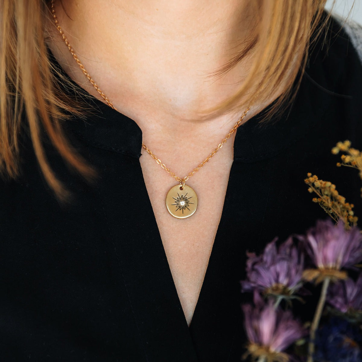 Sunburst Diamond Necklace (9K Solid Gold)