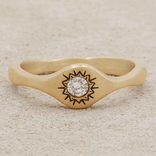 Sunburst Stacking Ring {14K Solid Gold}