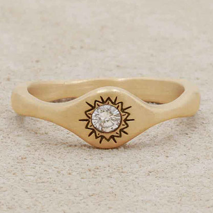 Sunburst Stacking Ring {14K Solid Gold}