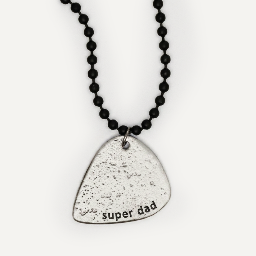 Gritty Music Pick Necklace (Antiqued Sterling Silver)