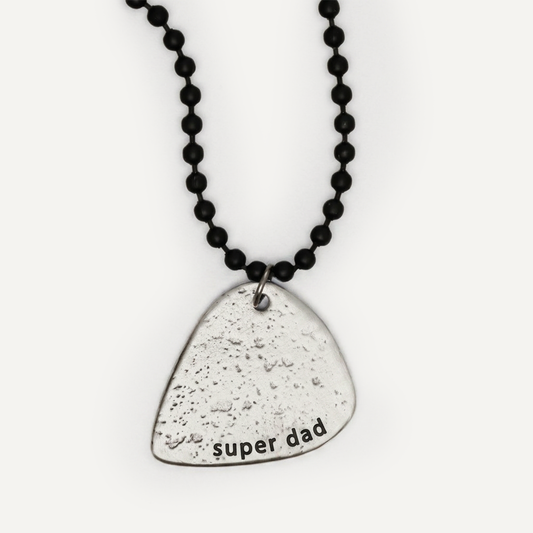 Gritty Music Pick Necklace (Antiqued Sterling Silver)