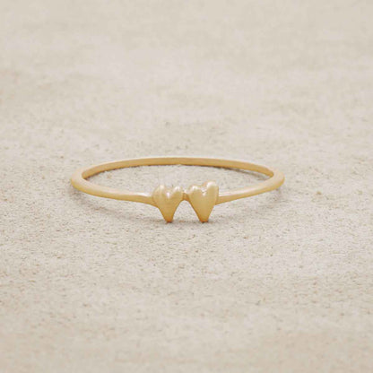 Sweet Love Ring - Two Hearts (9K Solid Gold)