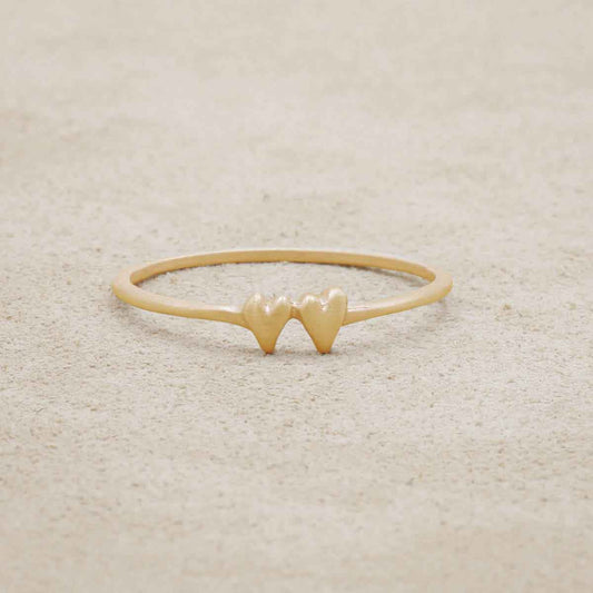 Sweet Love Ring - Two Hearts (9K Solid Gold)