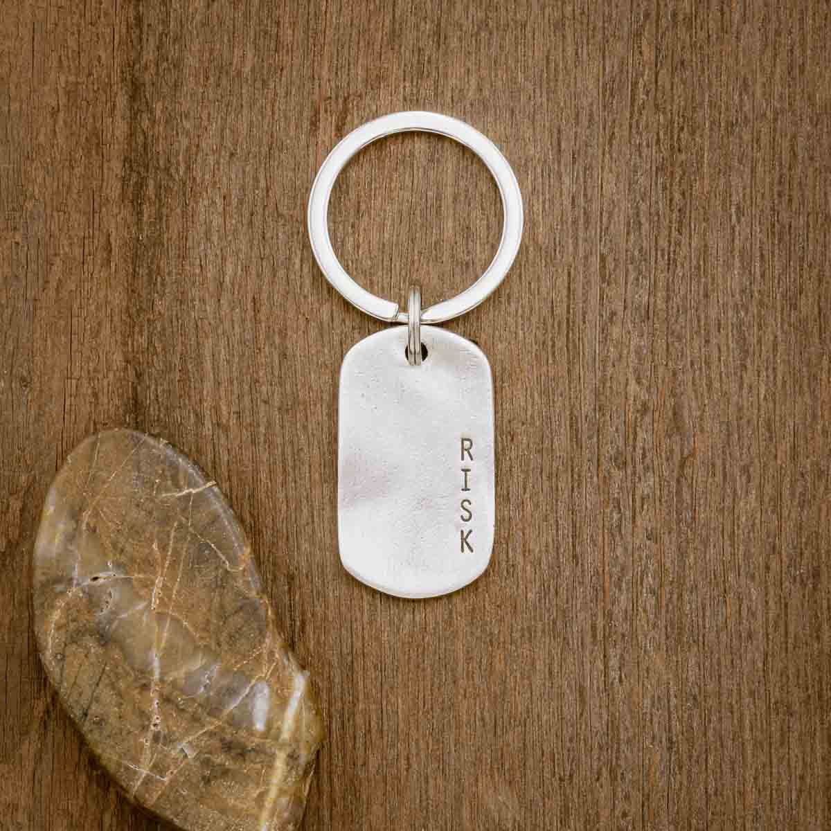 Take Risk Dog Tag Key Ring (Pewter)