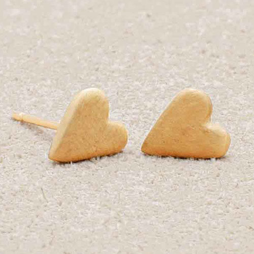 Tiny Heart Stud Earrings (9K Solid Gold)