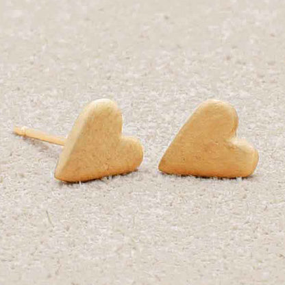 Tiny Heart Stud Earrings (9K Solid Gold)