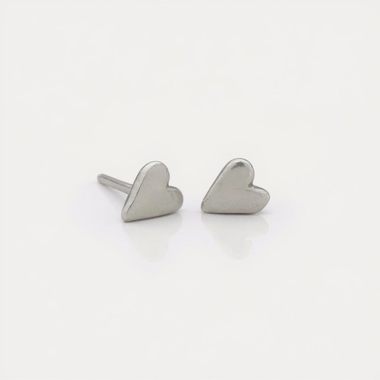 Tiny Heart Stud Earrings (Sterling Silver)