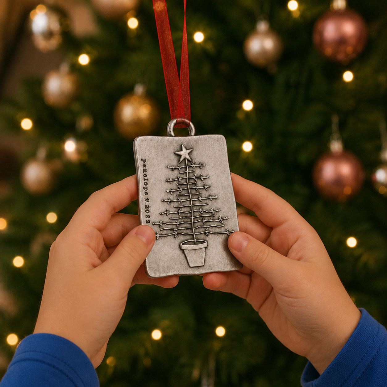 Simple Country Christmas Ornament (Pewter) - Lisa Leonard Designs