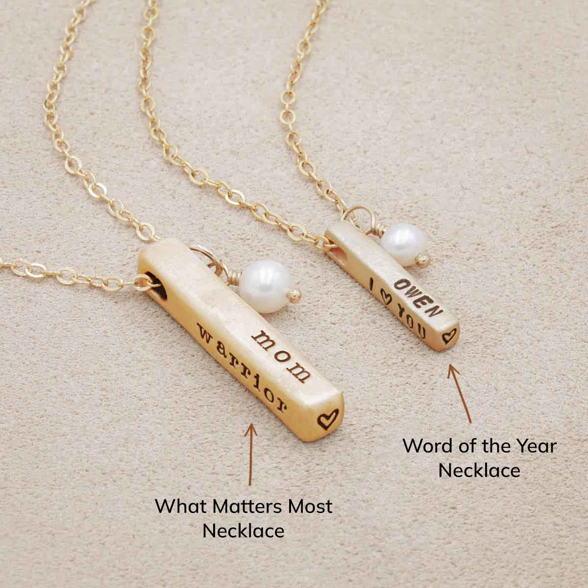 Word of the Year Necklace - 4 Sides (14K Solid Gold)