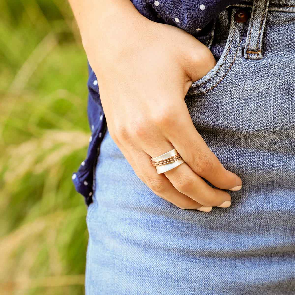 You Have My Heart Spinner Ring (Sterling Silver & Brass)