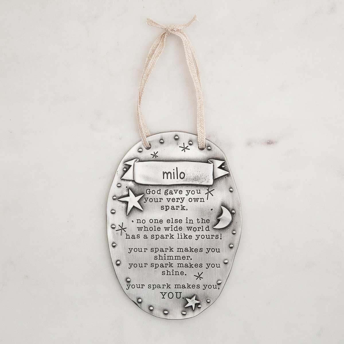 your spark plaque made with high quality pewter